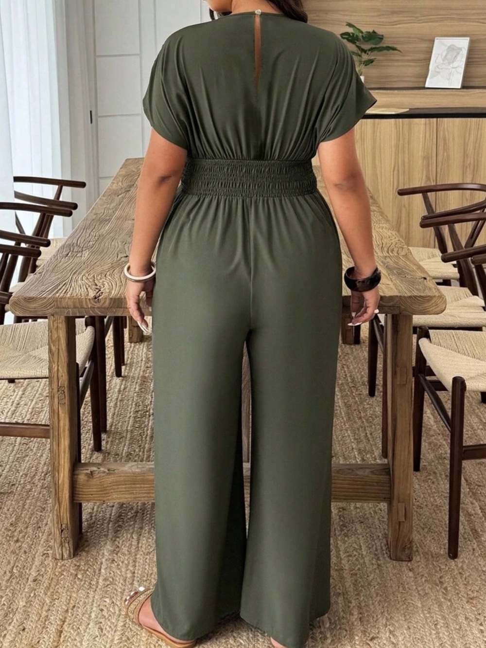 Green Wide-Leg Jumpsuit - Picture 2 of 5